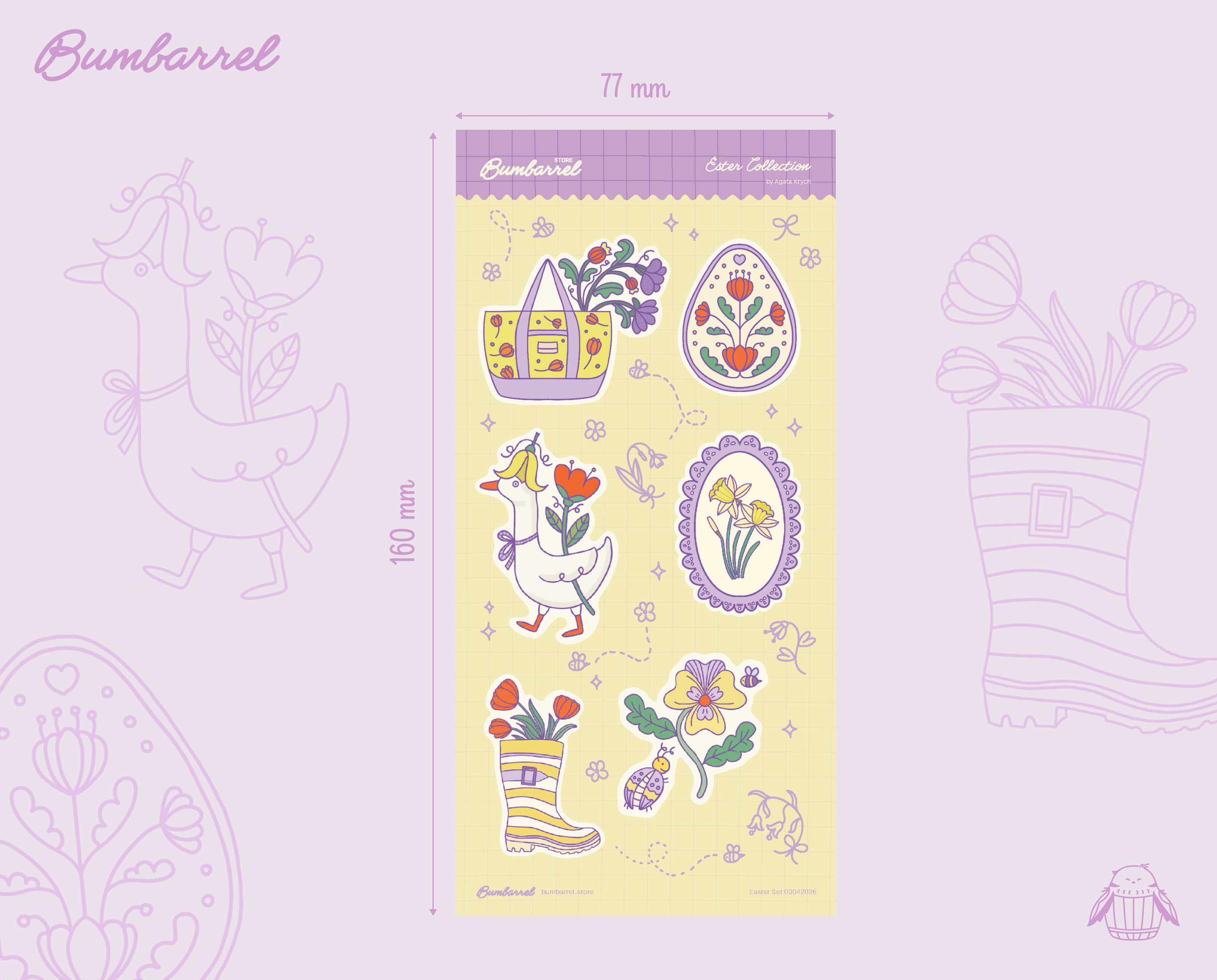Spring Easter Folk Sticker Sheet Vol 2. | Colorful Planner Stickers