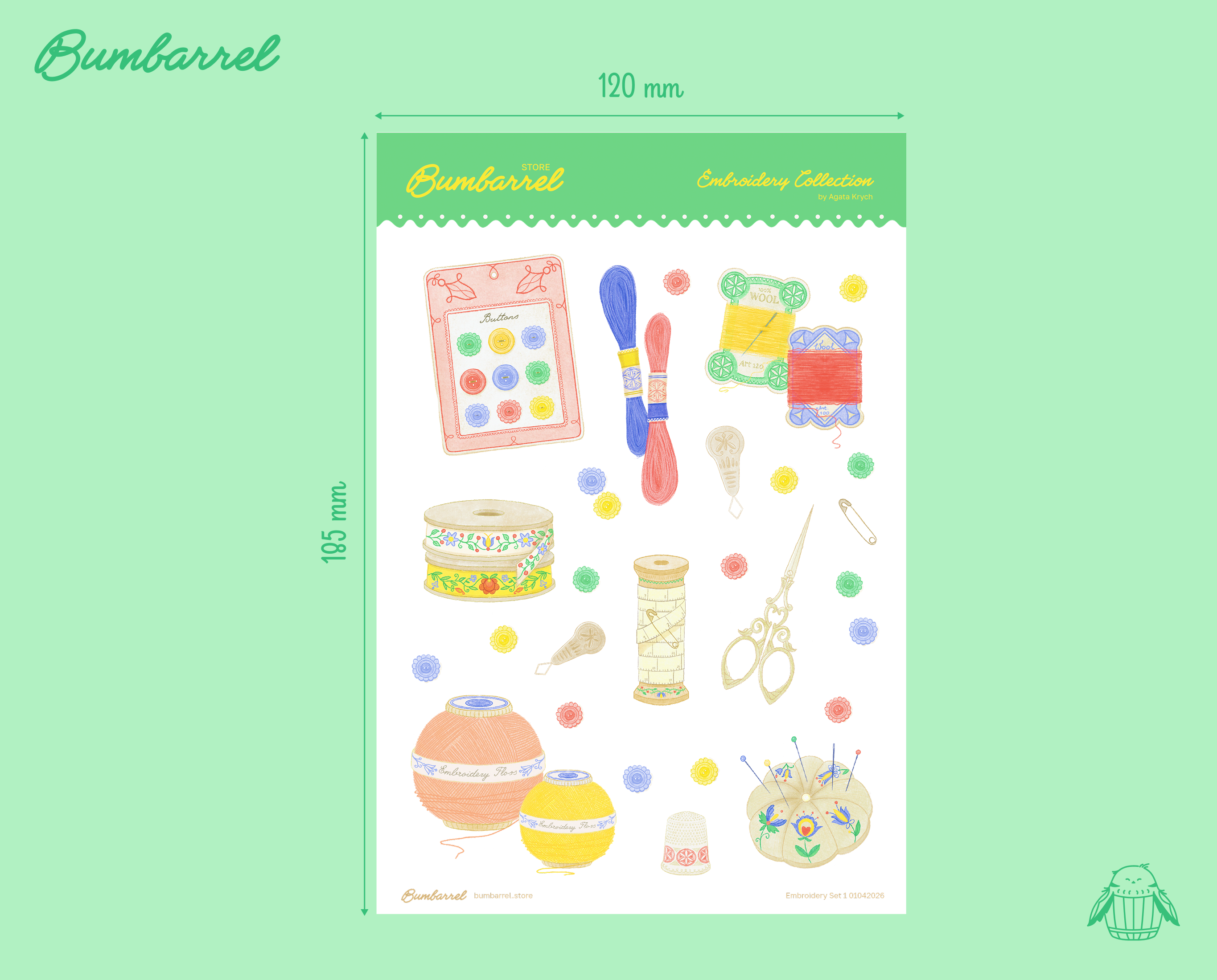 Embroidery & Sewing Room Sticker Sheet | Set 1 of 3 Artisan Paper Journaling