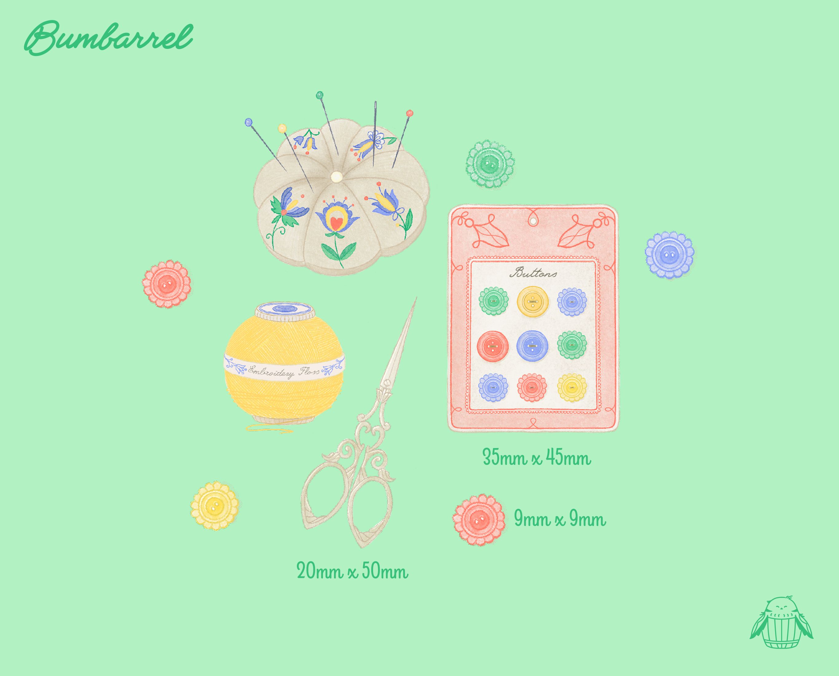 Embroidery & Sewing Room Sticker Sheet | Set 1 of 3 Artisan Paper Journaling