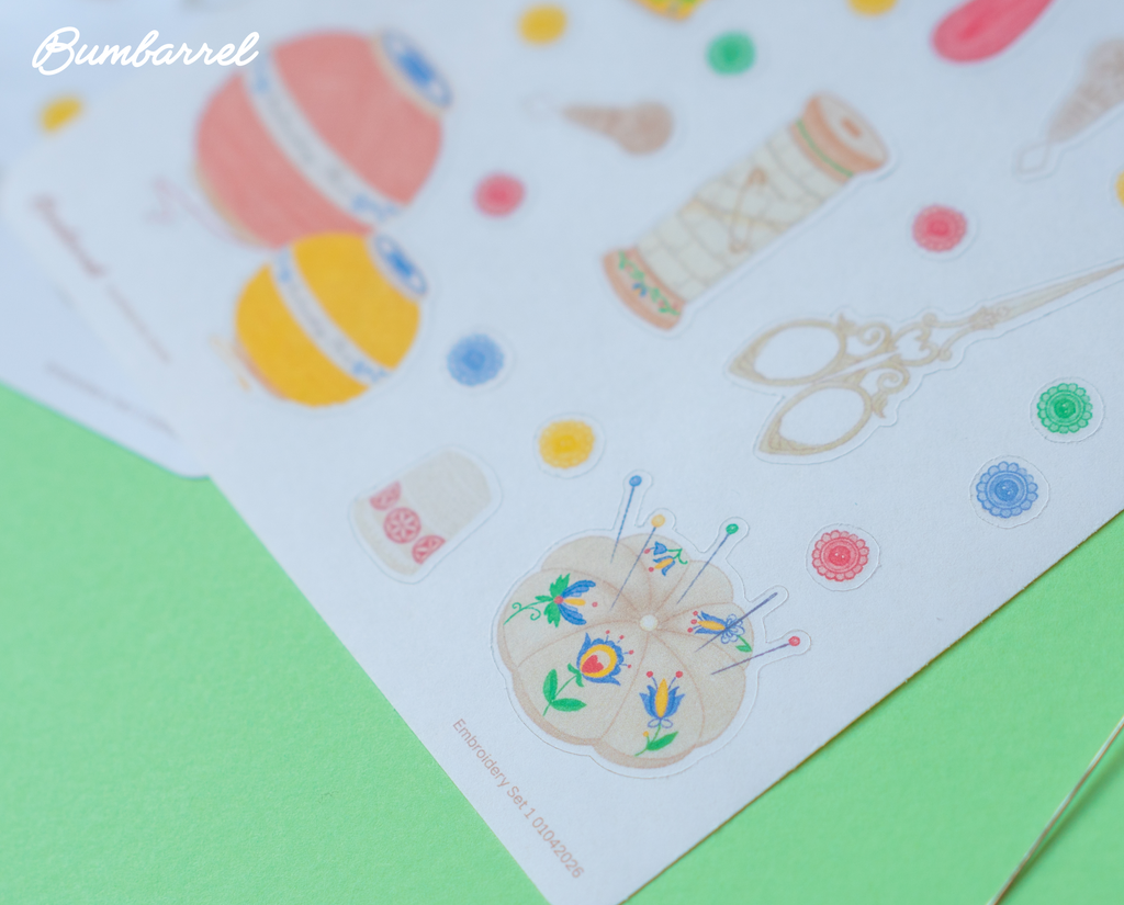 Embroidery & Sewing Room Sticker Sheet | Set 1 of 3 Artisan Paper Journaling