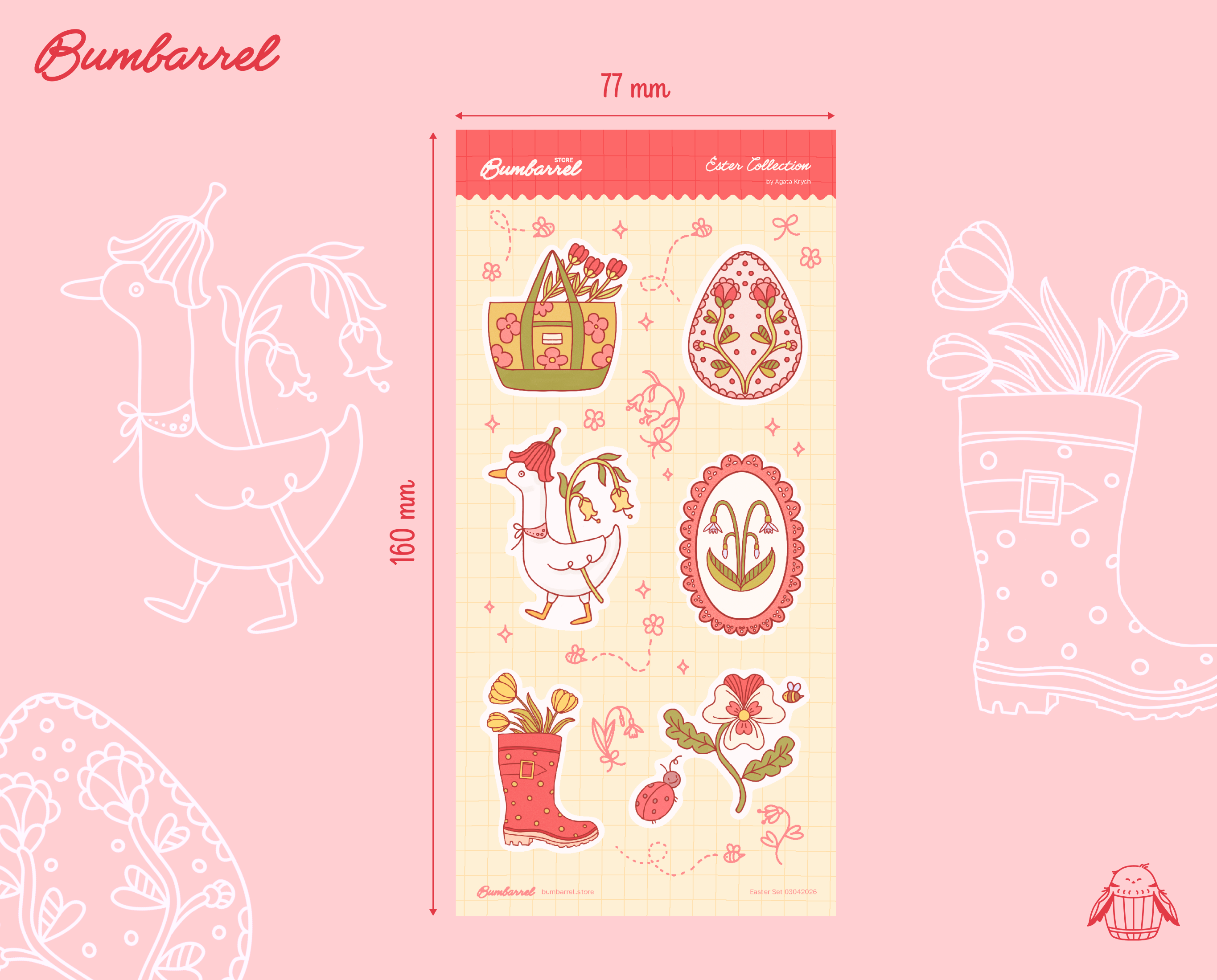 Spring Easter Folk Sticker Sheet Vol 3. | Colorful Planner Stickers