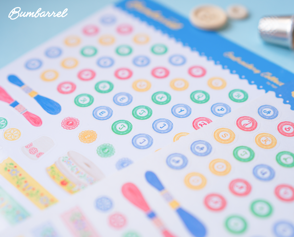 Folk Heritage Button Alphabet & Washi Sticker Sheet | Set 3 of 3 Embroidery Collection