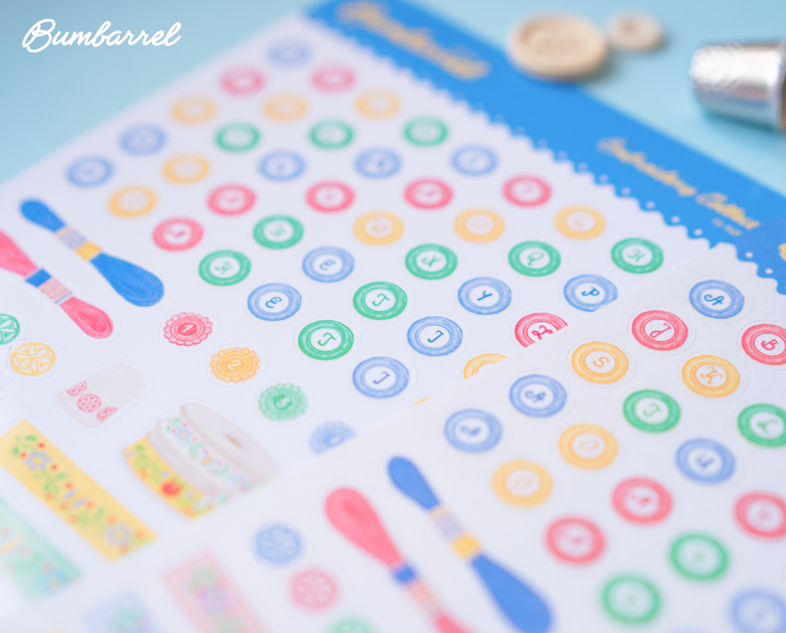 Folk Heritage Button Alphabet & Washi Sticker Sheet | Set 3 of 3 Embroidery Collection
