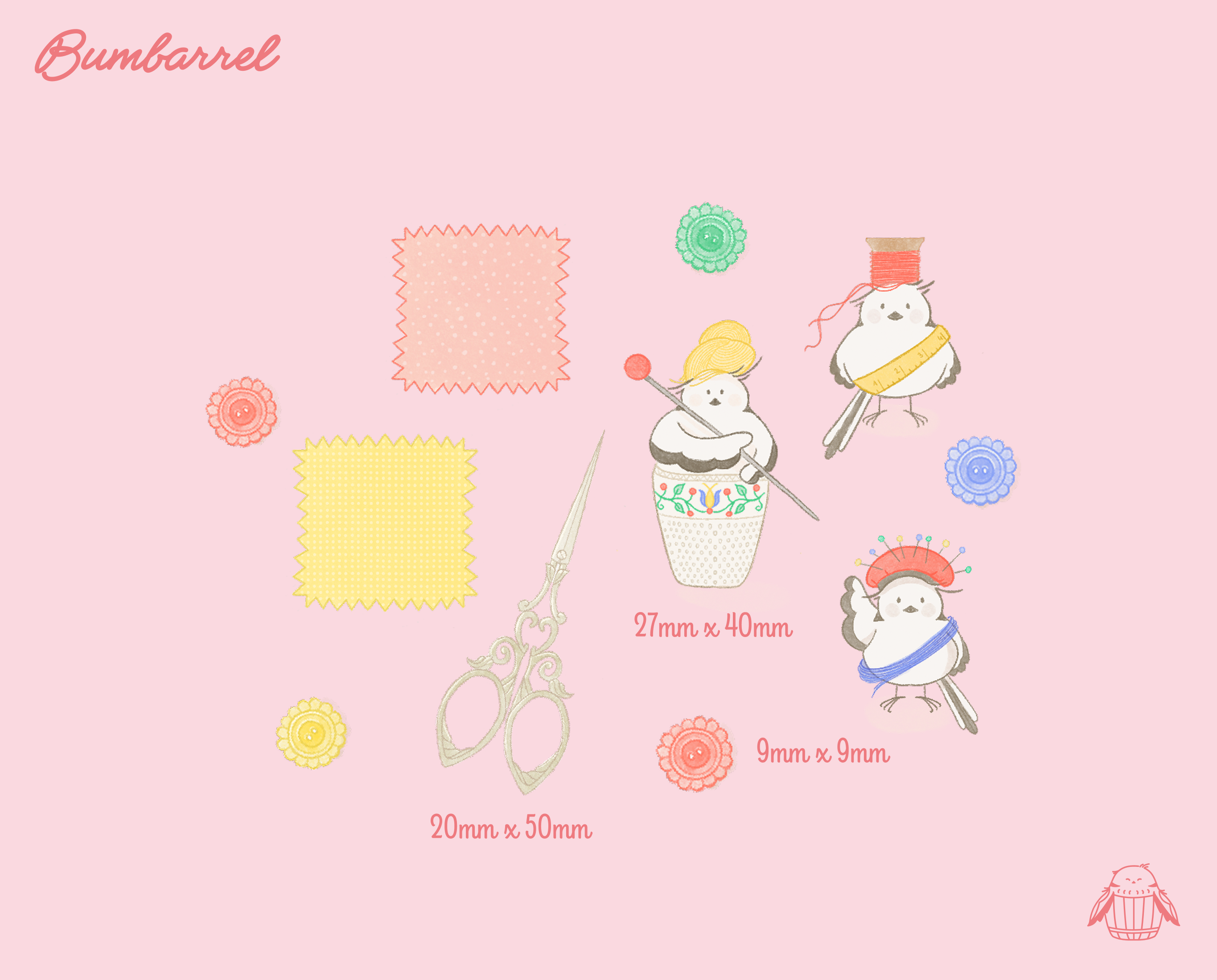 Red Embroidery & Journaling Sticker Sheet | Set 2 of 3 Artisan Planning