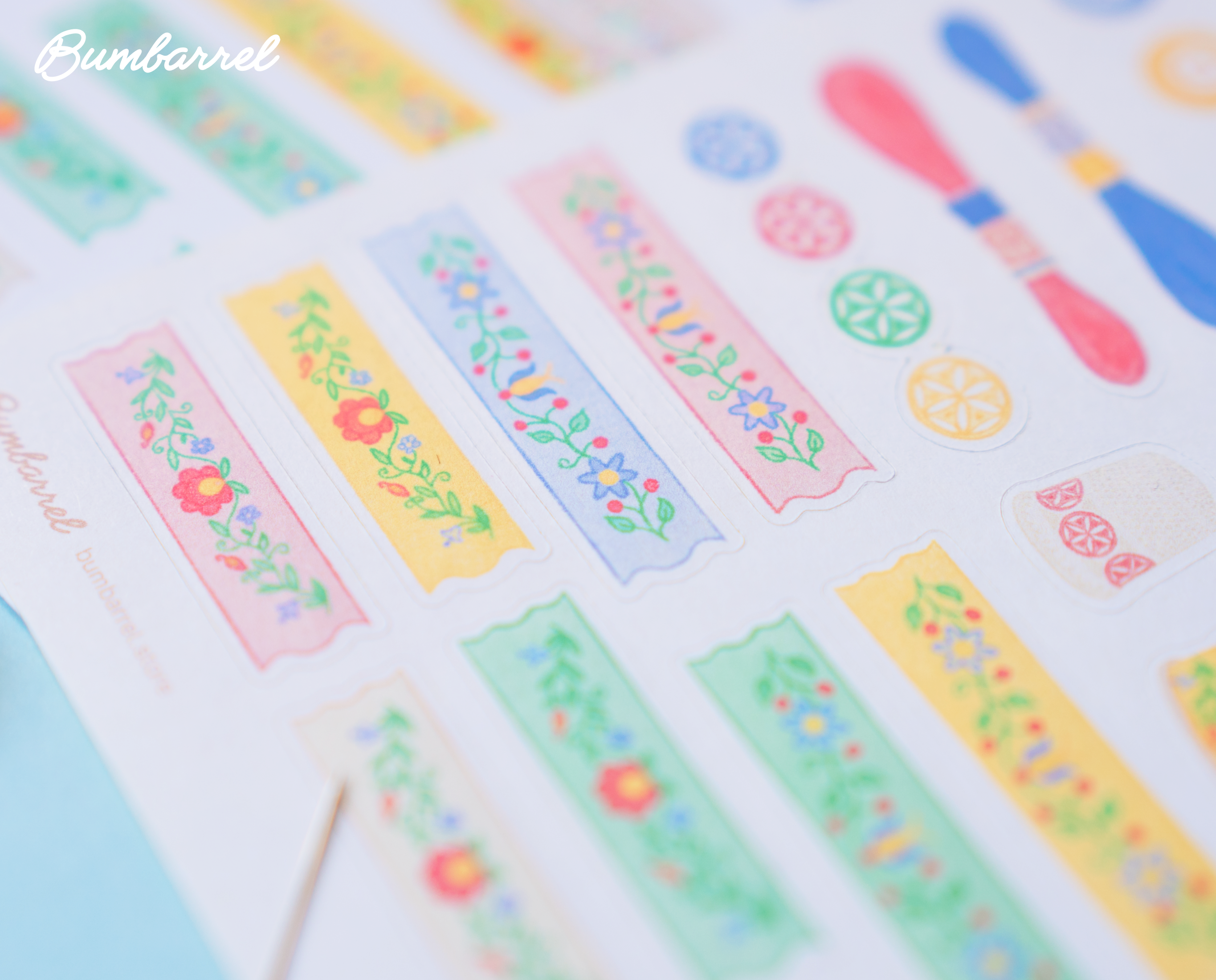 Folk Heritage Button Alphabet & Washi Sticker Sheet | Set 3 of 3 Embroidery Collection