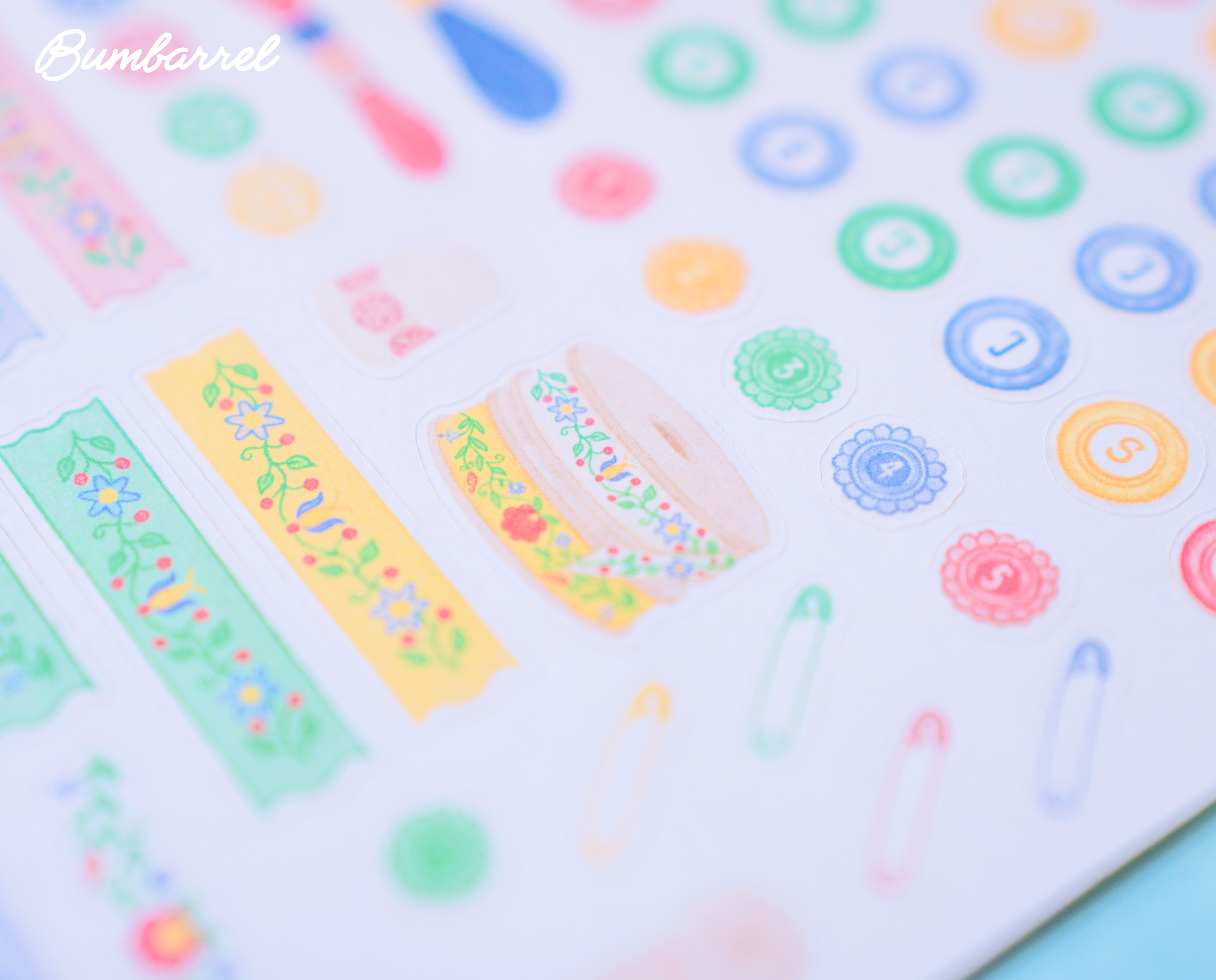 Folk Heritage Button Alphabet & Washi Sticker Sheet | Set 3 of 3 Embroidery Collection
