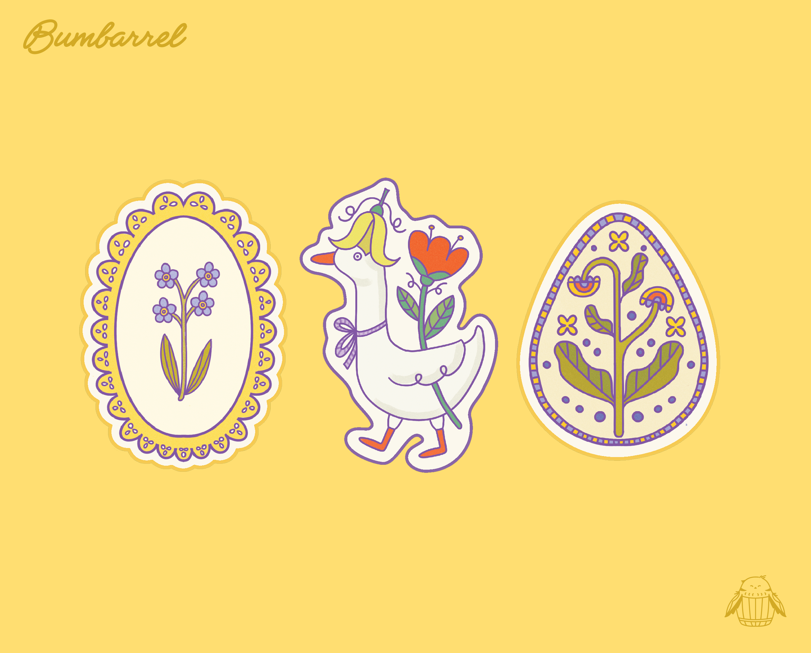 Big Spring Die-Cut Sticker Set | 3 Large Hand-Painted Decals in Gift Packaging