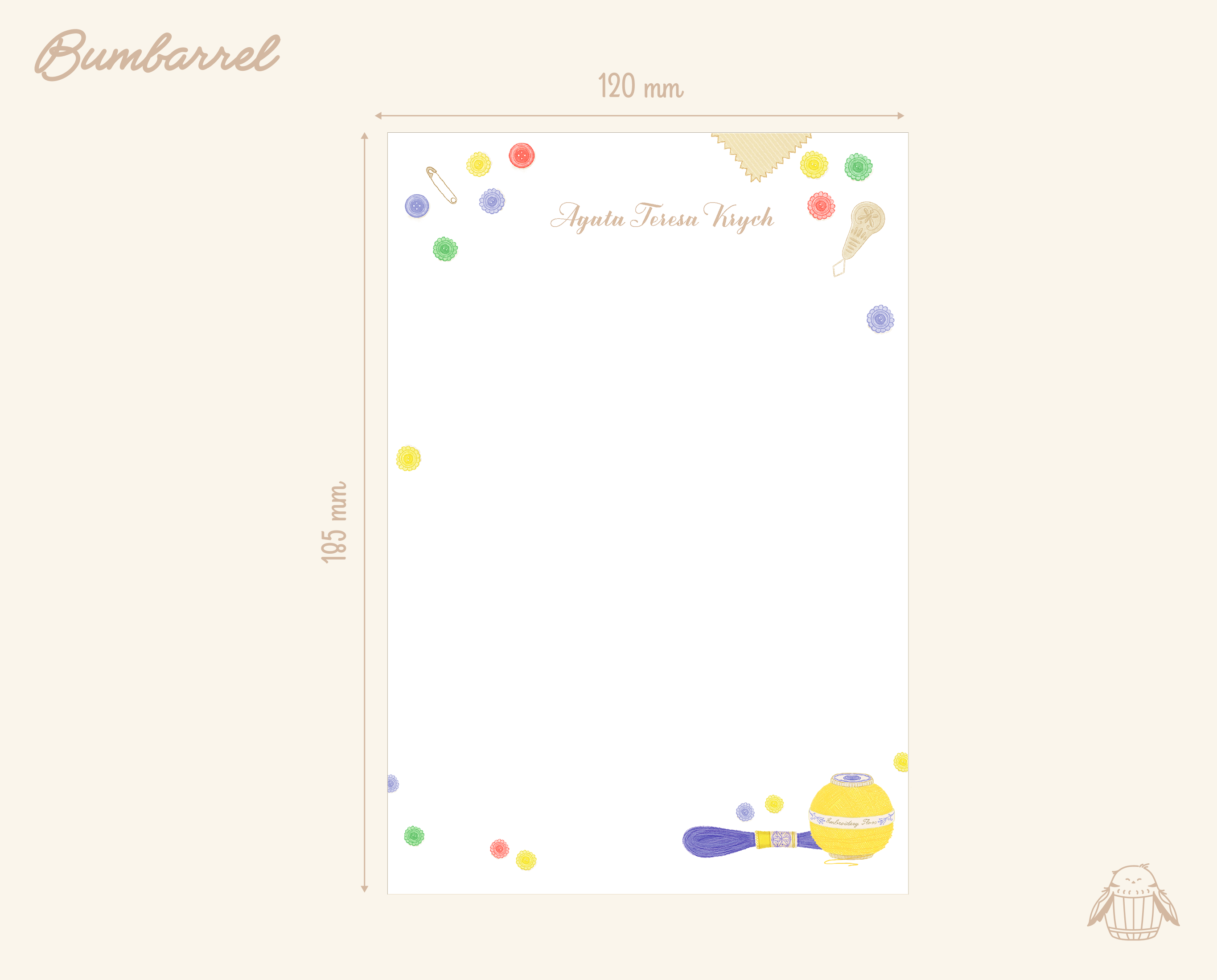 Custom Personalized Letter Writing Set | Embroidery & Button Art Stationery