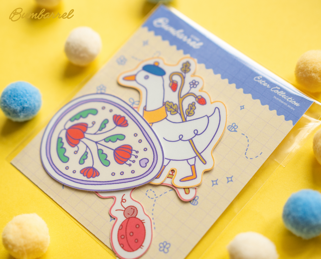 Big Spring Die-Cut Sticker Set | 3 Large Hand-Painted Decals in Gift Packaging