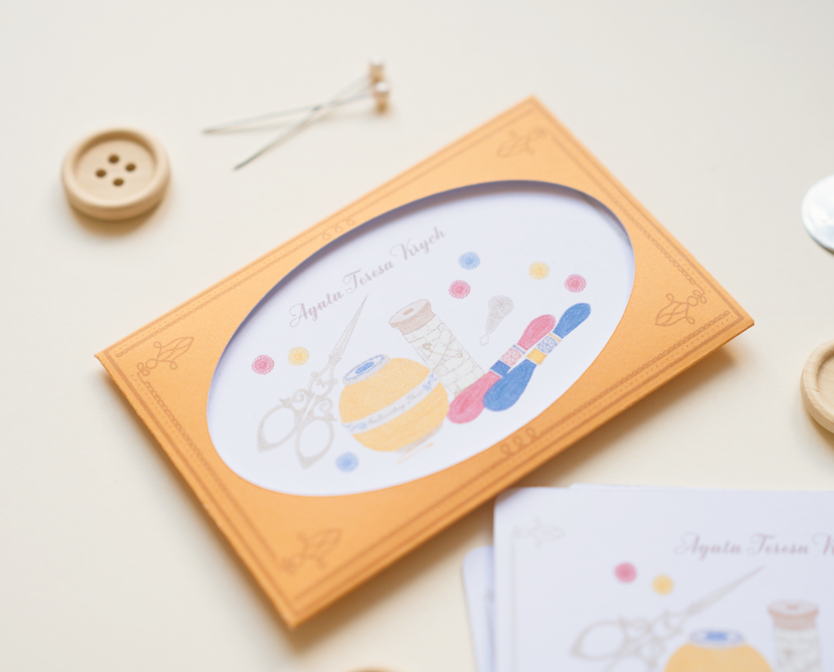 Custom Personalized Note Cards | 4 Illustrated Envelopes with Oval View