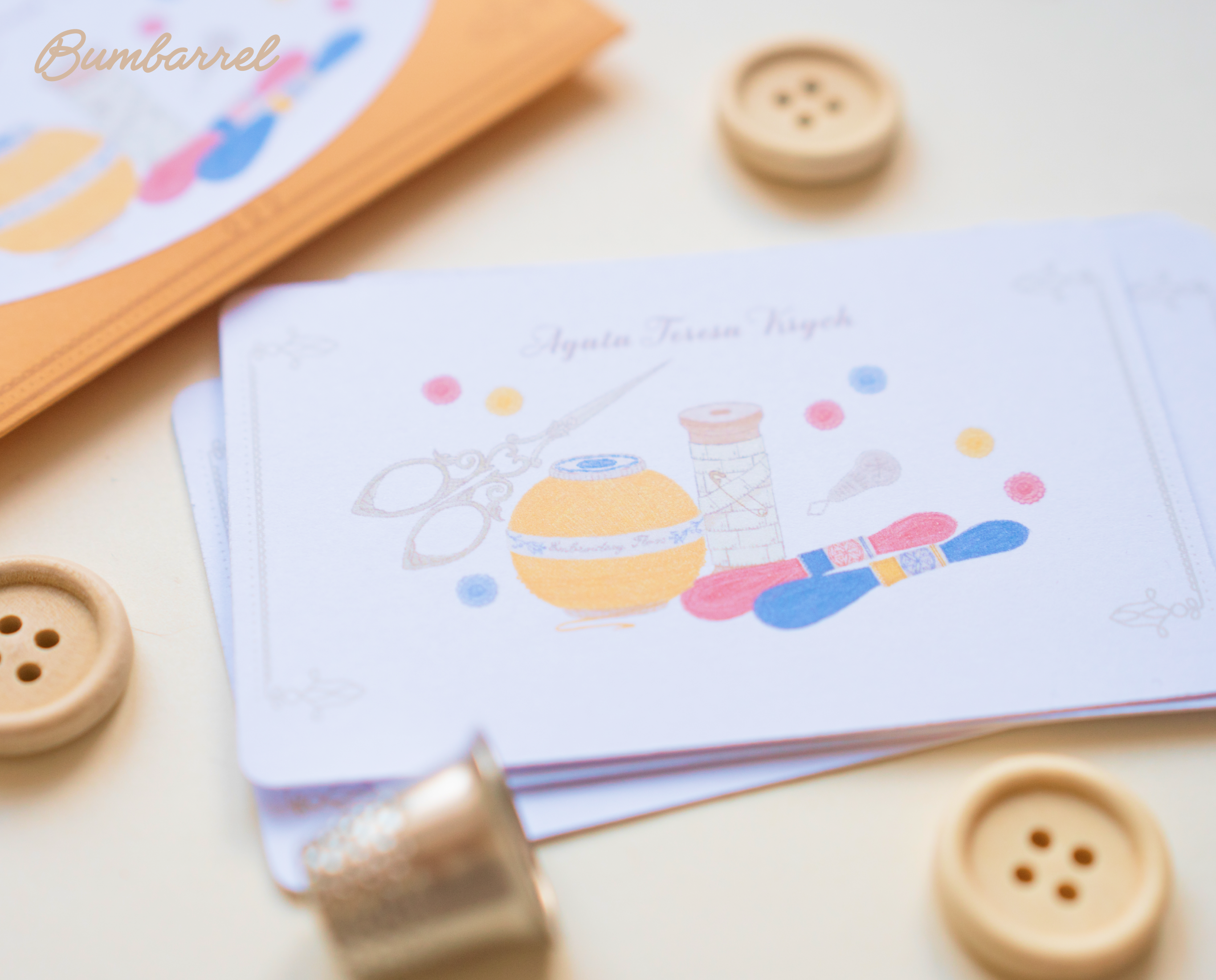 Custom Personalized Note Cards | 4 Illustrated Envelopes with Oval View
