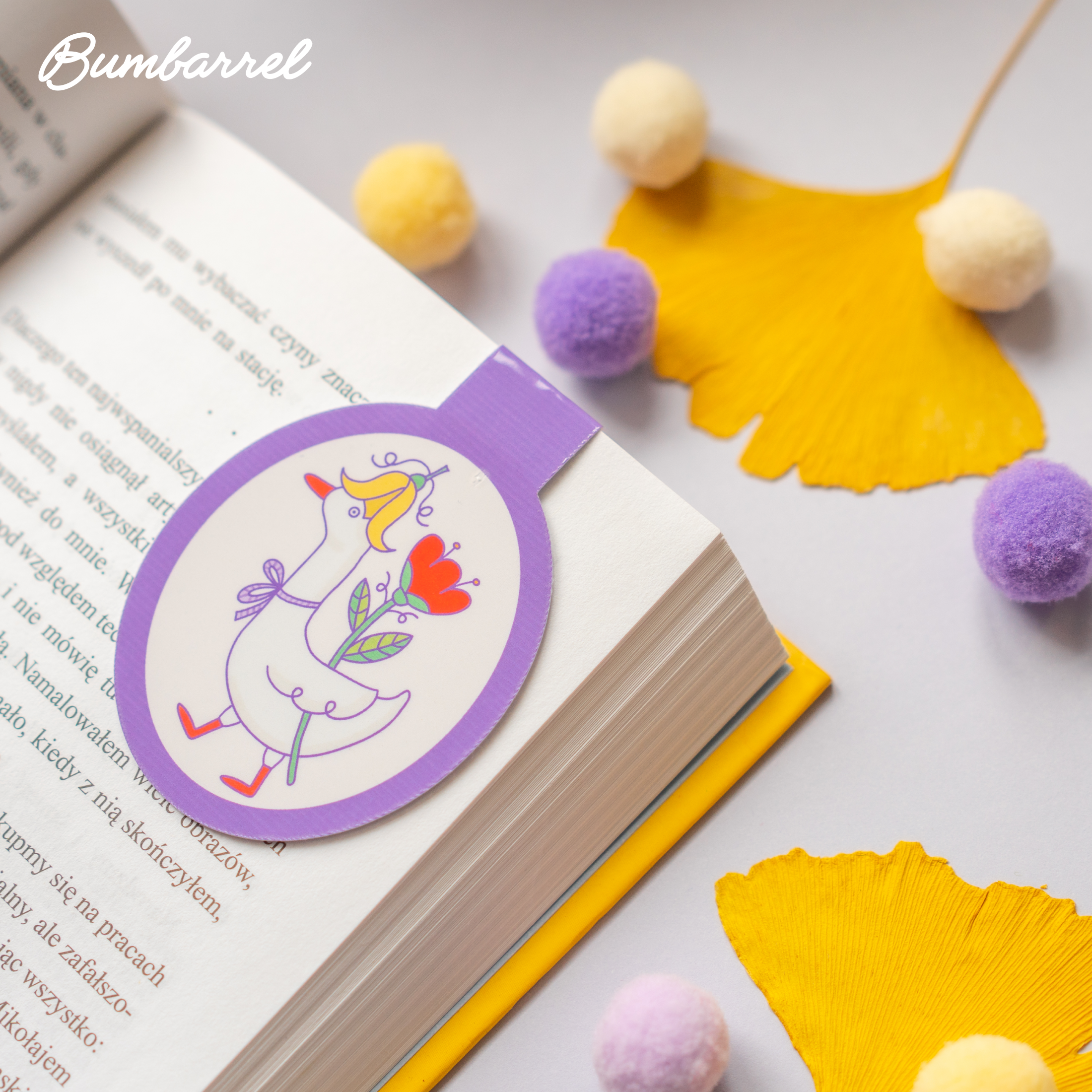 Goose with Spring Flowers Bookmark | Hand-Painted Bird Art
