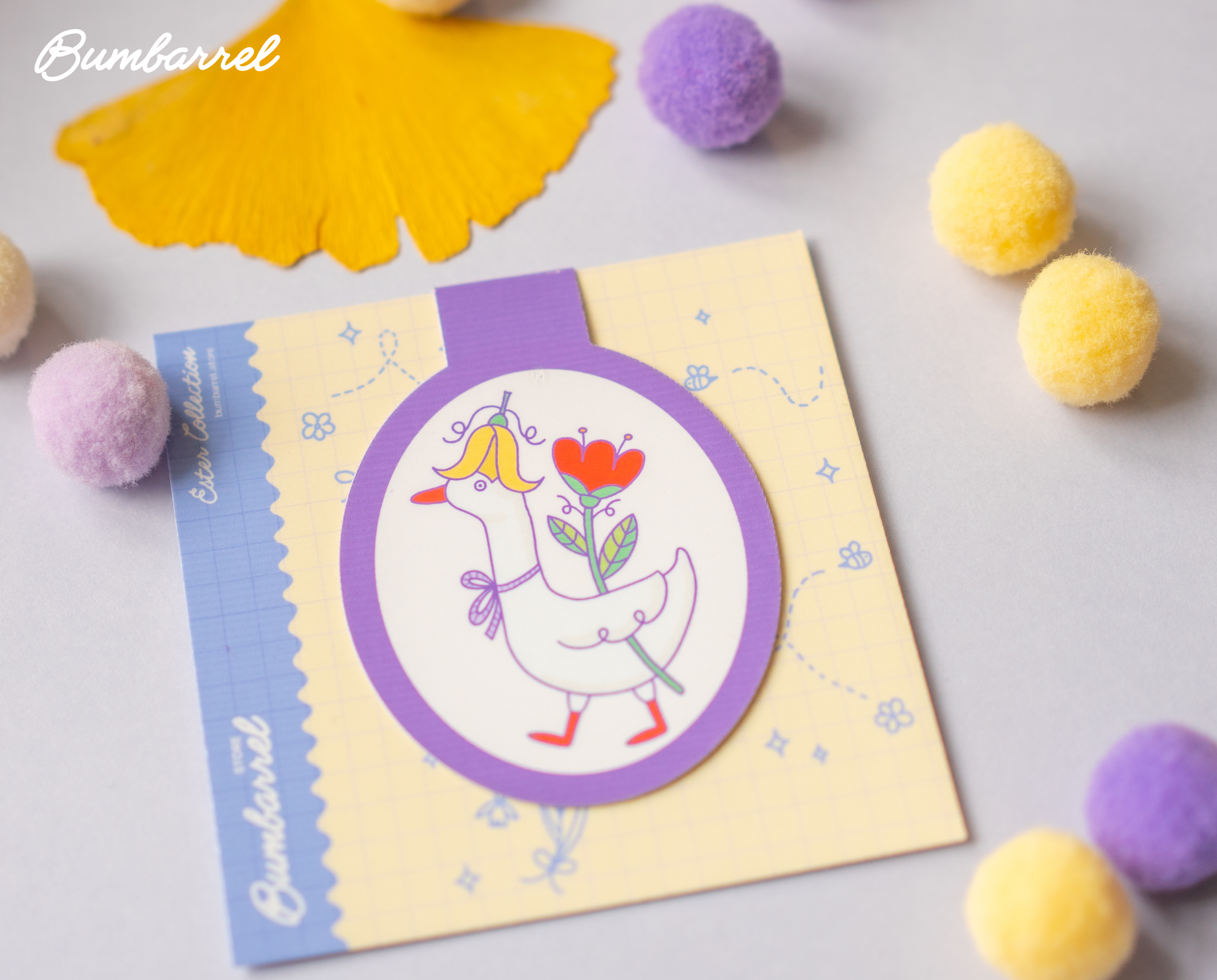Goose with Spring Flowers Bookmark | Hand-Painted Bird Art