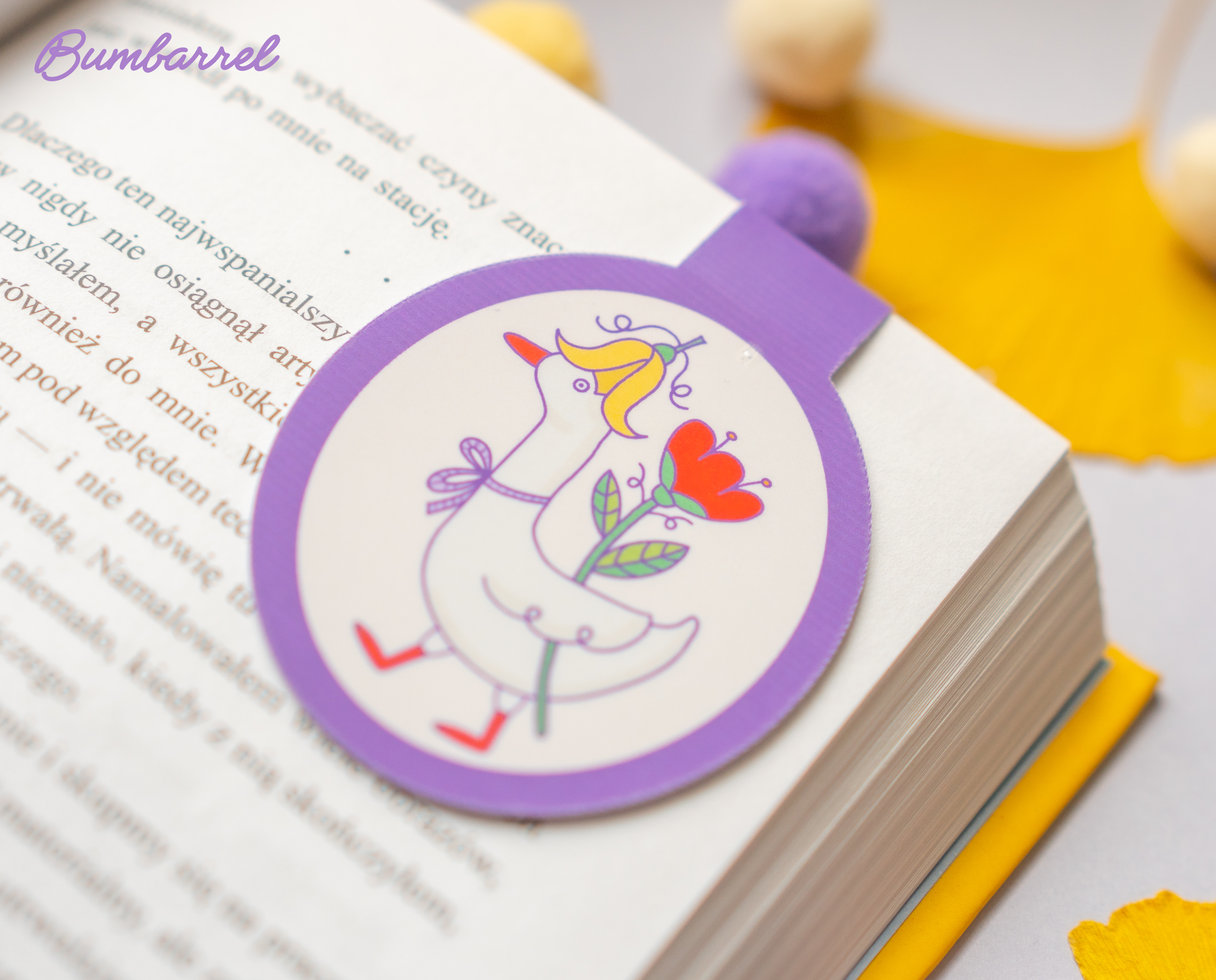 Goose with Spring Flowers Bookmark | Hand-Painted Bird Art