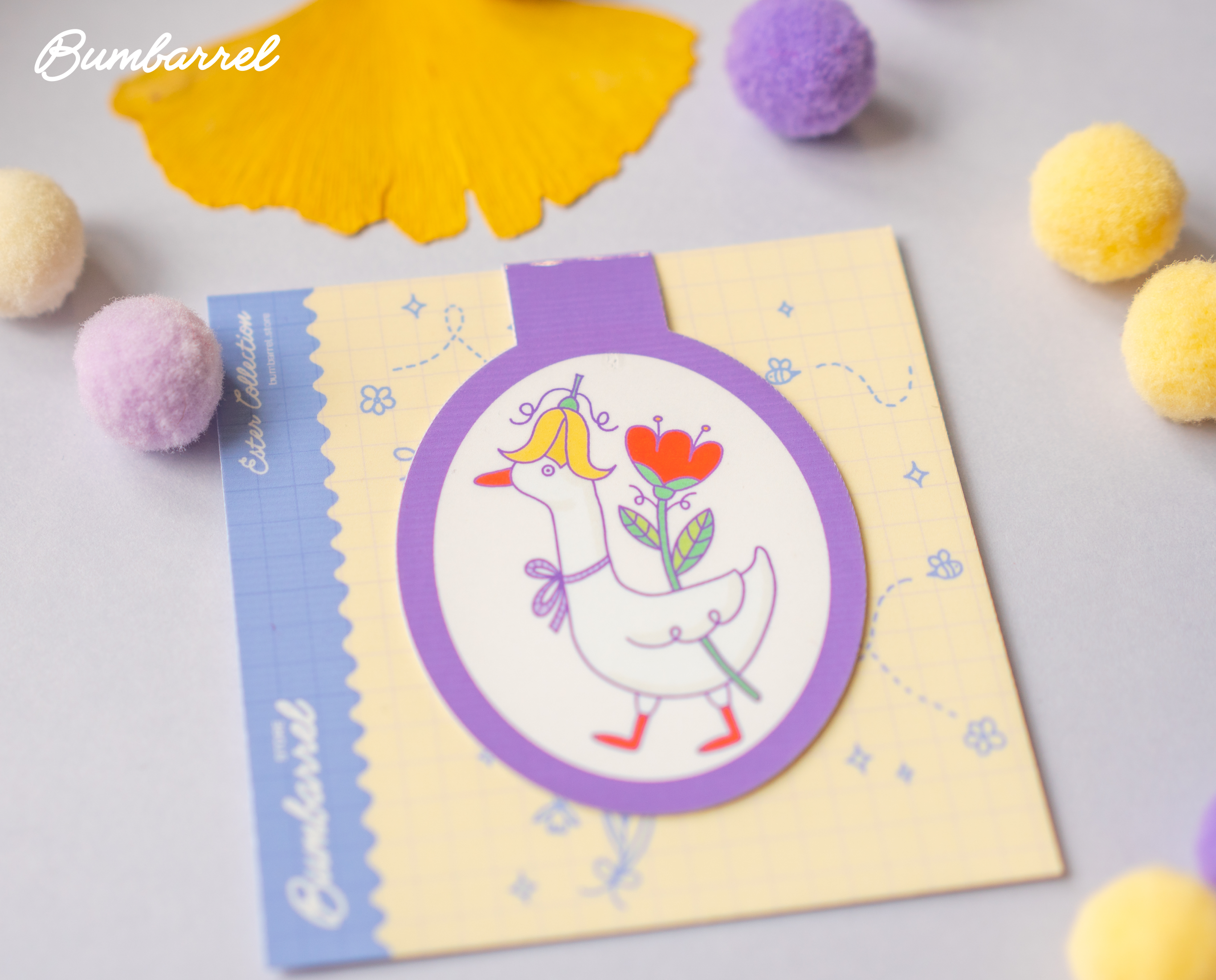 Goose with Spring Flowers Bookmark | Hand-Painted Bird Art