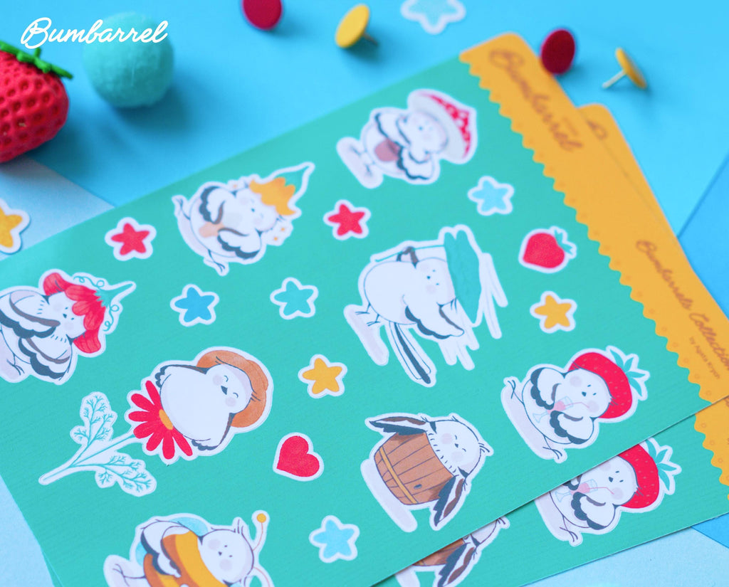 Bumbarrel Sticker Sheet - Vol. 1 - Cozy Bird Mascot Stickers