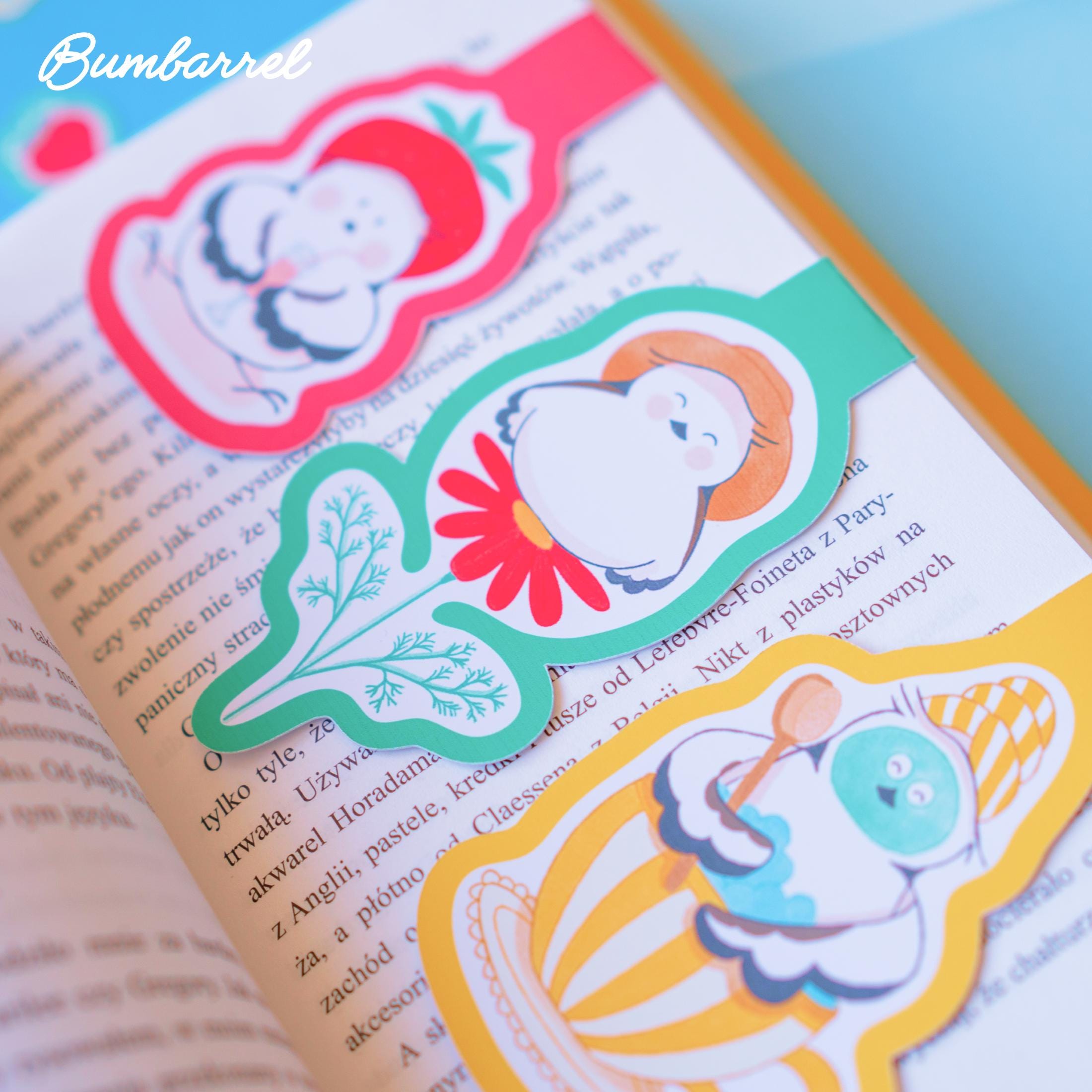Birds Bookmark Trio | Strawberry, Spa Day, & Gardener Set