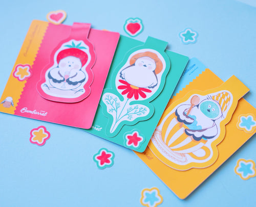 Birds Bookmark Trio | Strawberry, Spa Day, & Gardener Set