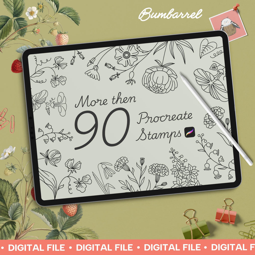 Birth Flowers Procreate Stamps: Hand-drawn Floral Designs