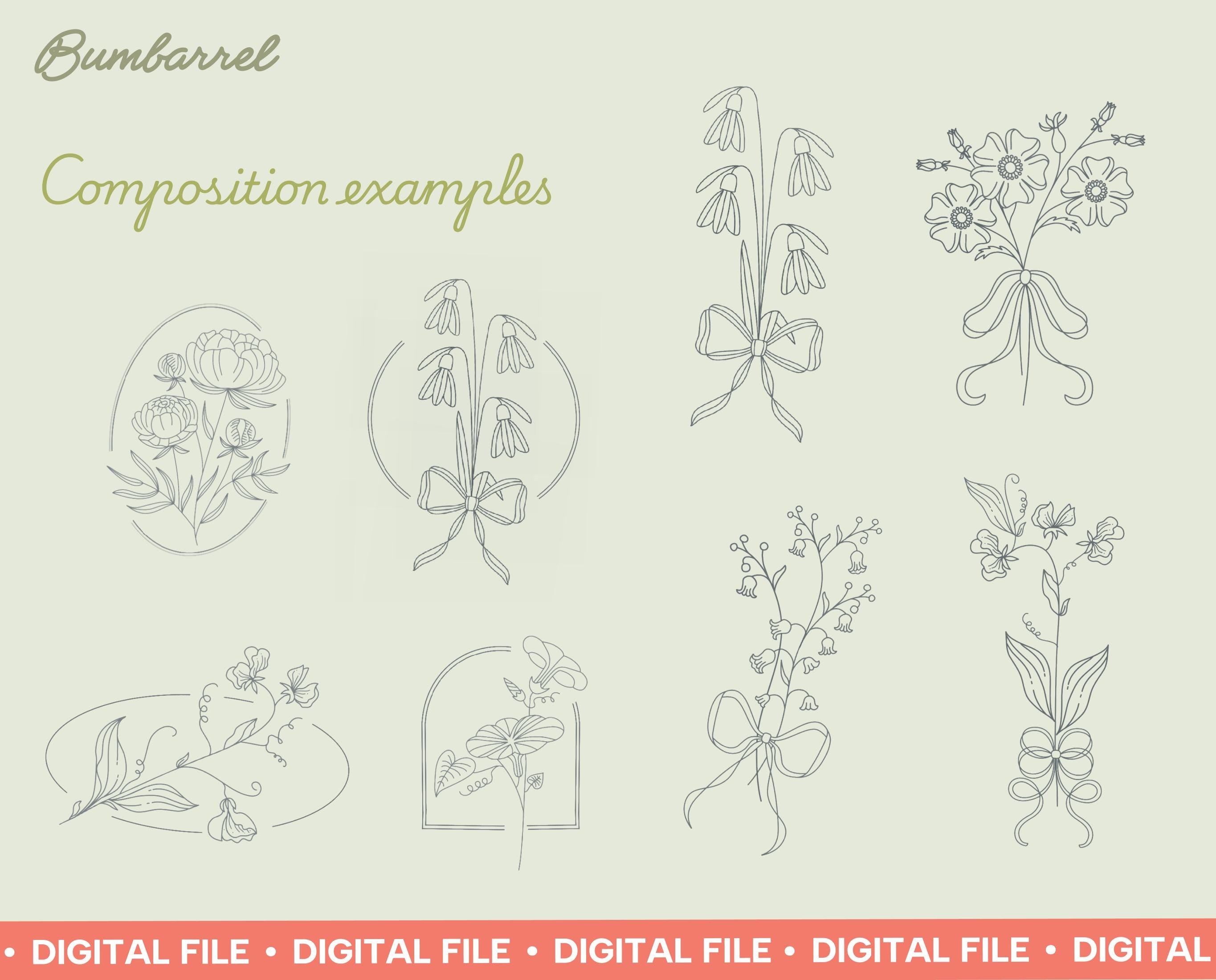 Birth Flower SVG and Procreate Stamps: Hand-drawn Floral Silhouettes
