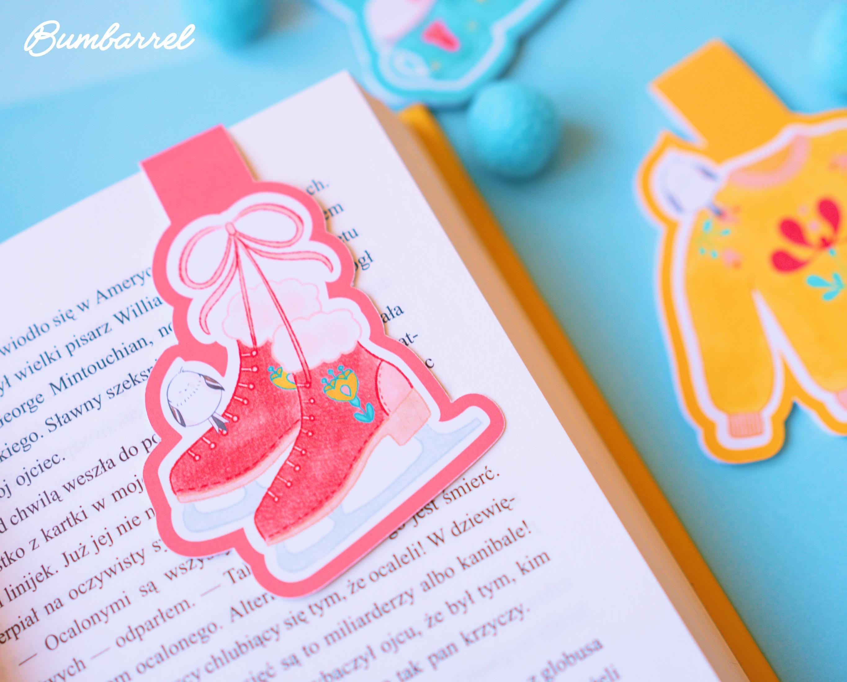 Folk Flower Ice Skates Hand-Painted Bookmark