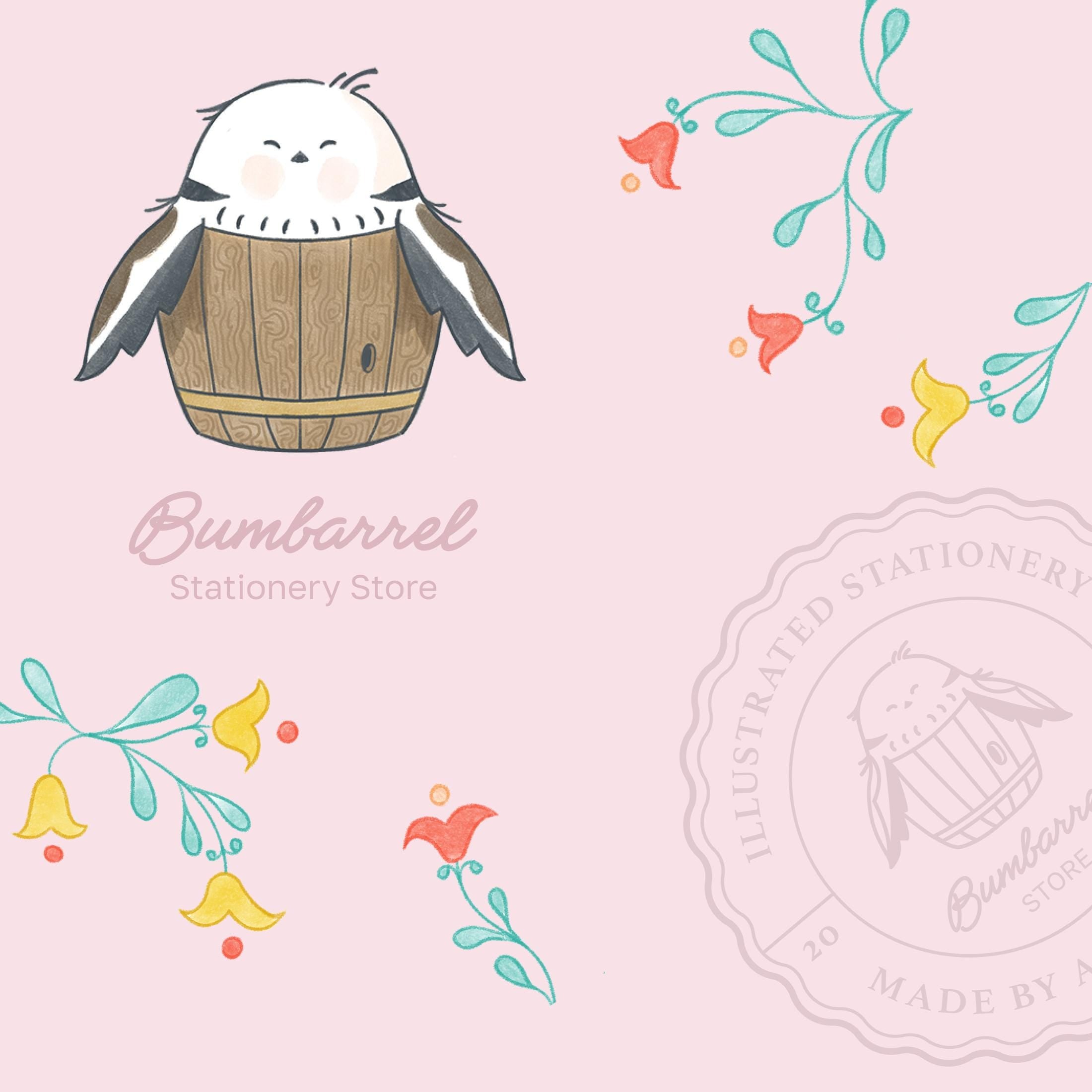 Bumbarrel Sticker Sheet - Vol. 2 - Cozy Bird Mascot Stickers