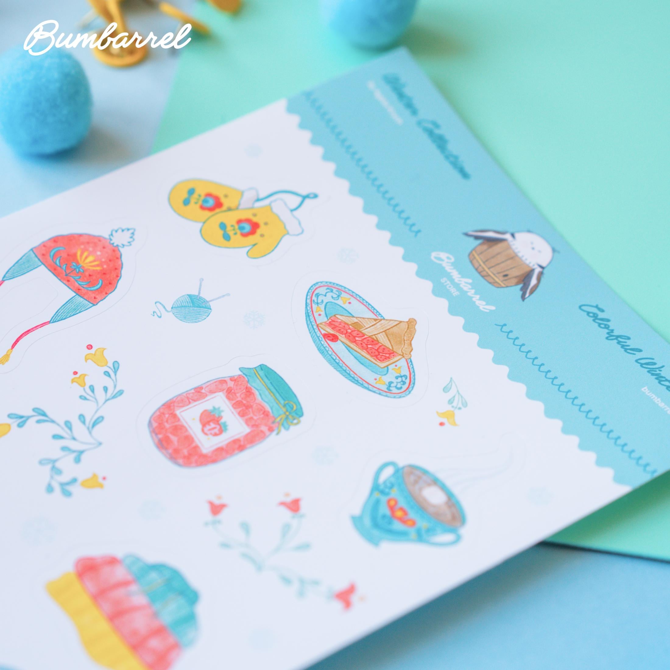 The Hand-drawn stickers sheets for hygge journaling