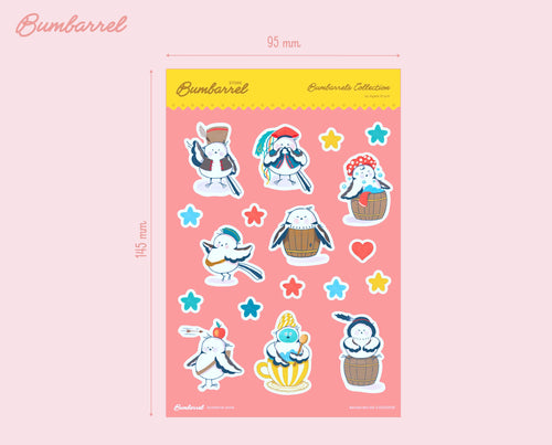 Bumbarrel Sticker Sheet - Vol. 2 - Cozy Bird Mascot Stickers