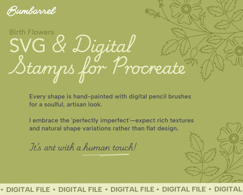 Birth Flower SVG and Procreate Stamps: Hand-drawn Floral Silhouettes