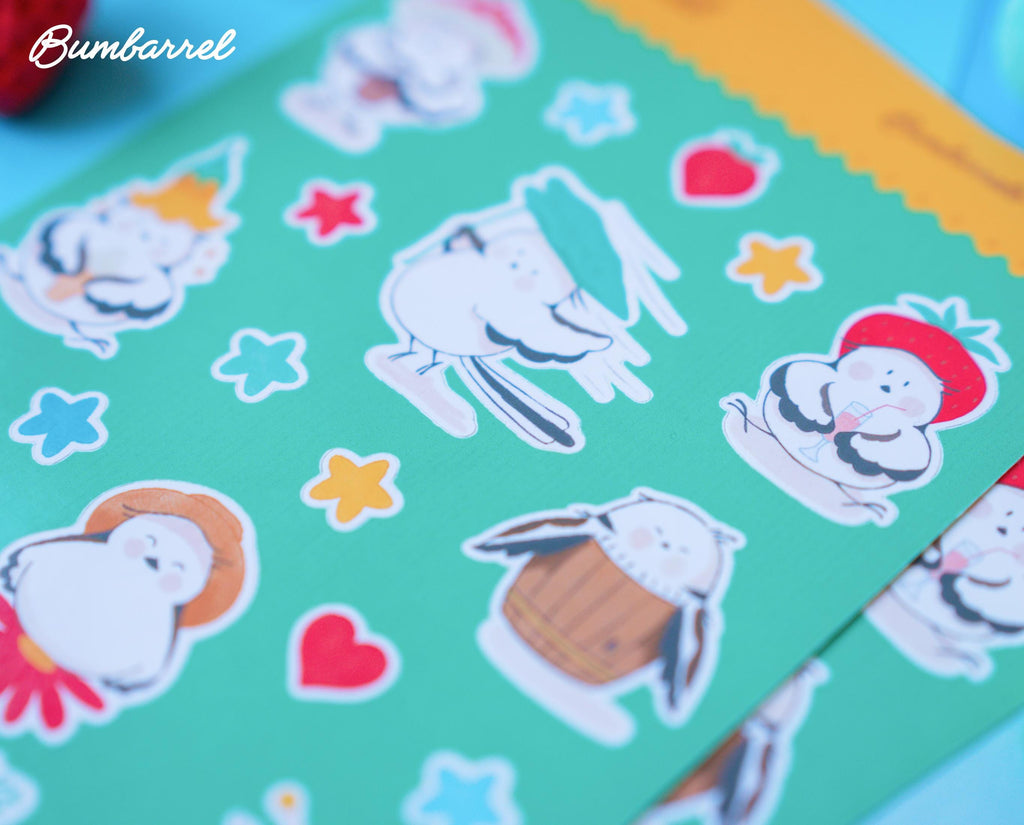 Bumbarrel Sticker Sheet - Vol. 1 - Cozy Bird Mascot Stickers