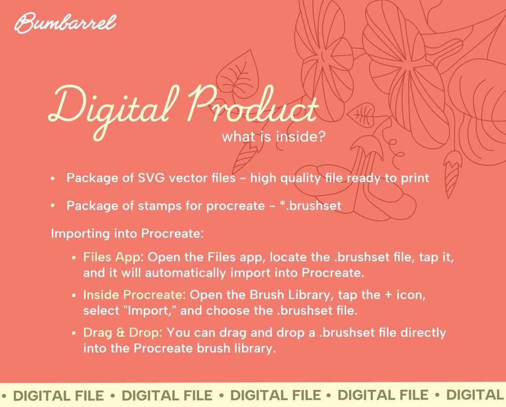 Birth Flower SVG and Procreate Stamps: Hand-drawn Floral Silhouettes