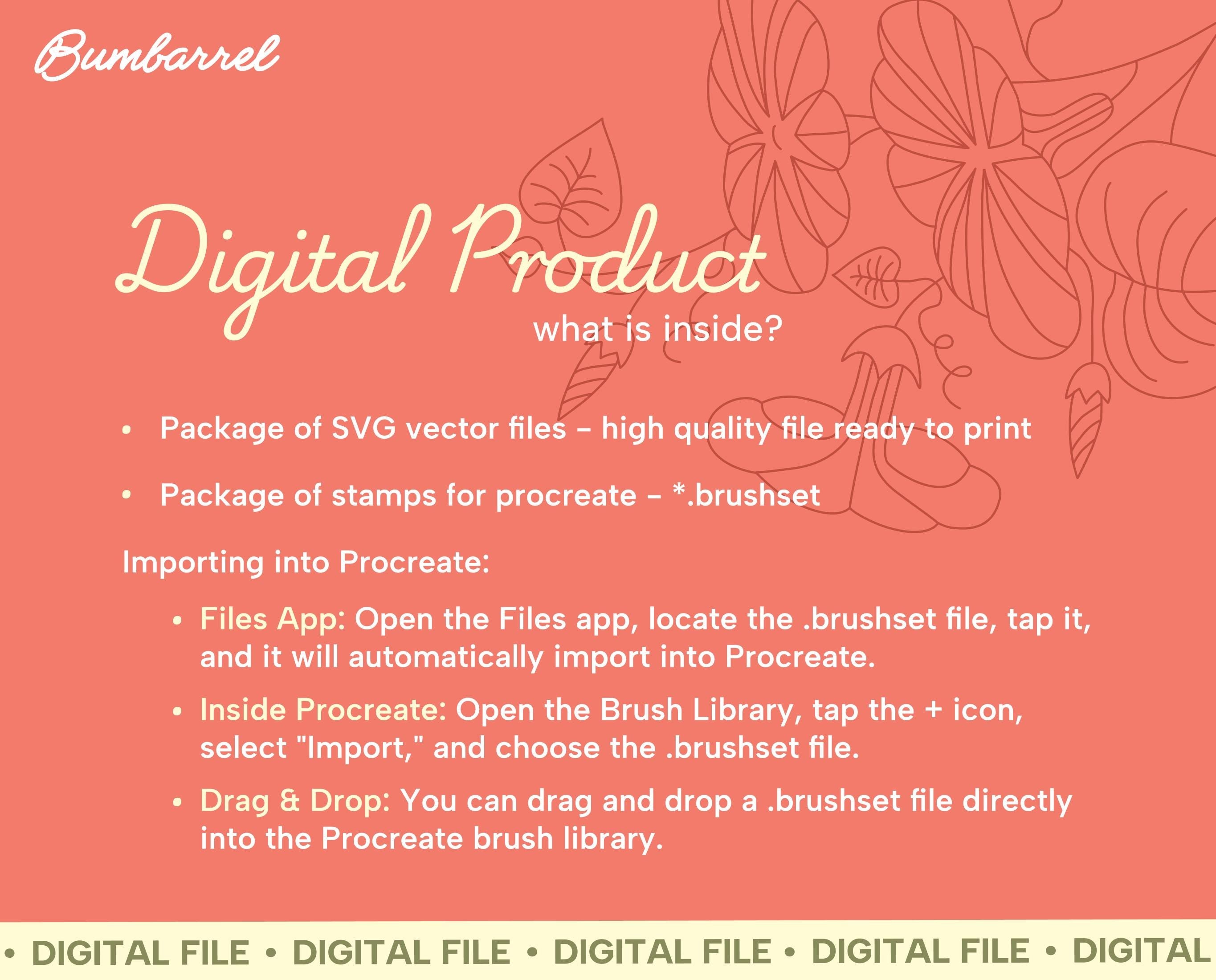 Birth Flower SVG and Procreate Stamps: Hand-drawn Floral Silhouettes