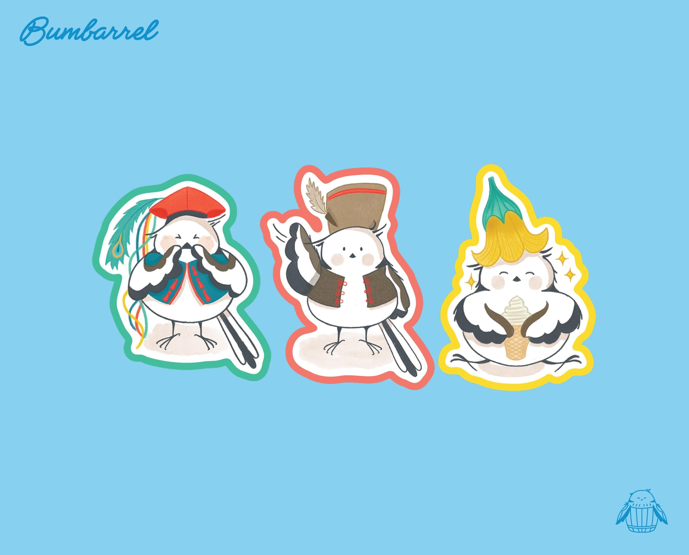 Three Bumbarrel Large Die-Cut Stickers Set