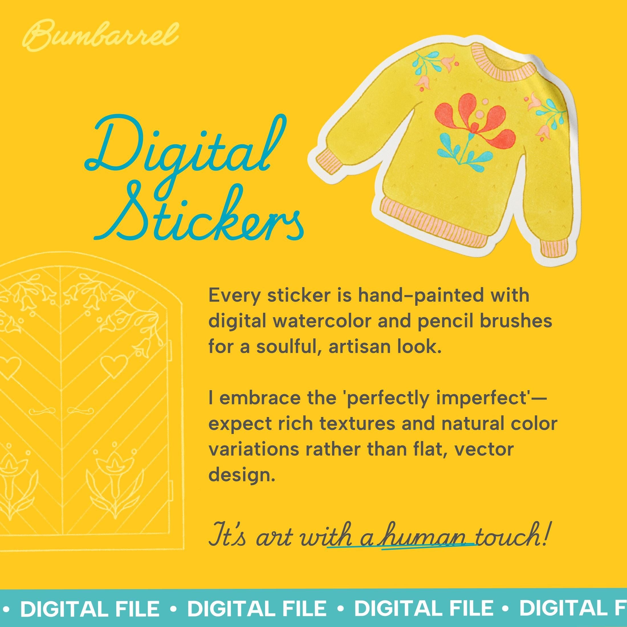 Hand-Painted Cottage Stickers for Ipad planner