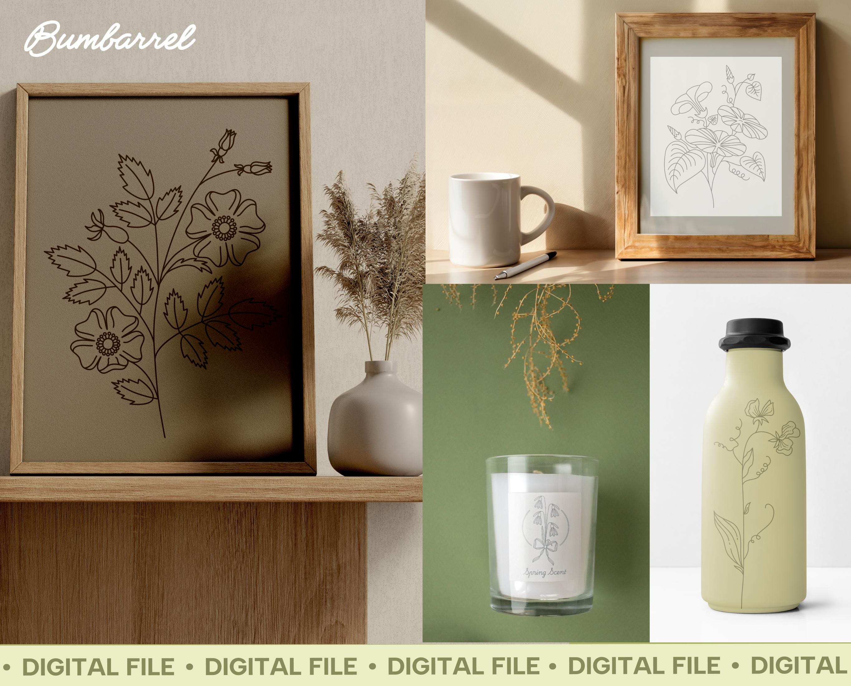 Birth Flower SVG and Procreate Stamps: Hand-drawn Floral Silhouettes