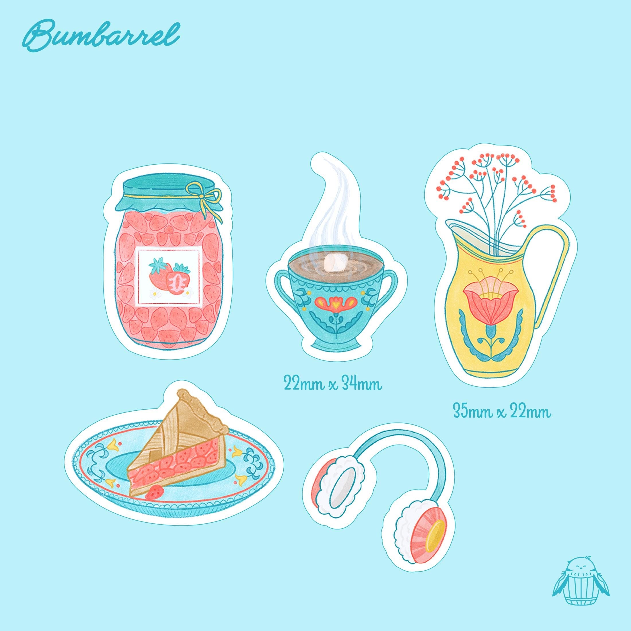 The Hand-drawn stickers sheets for hygge journaling