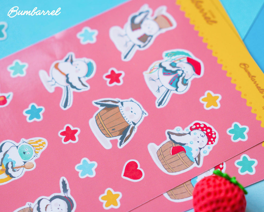 Bumbarrel Sticker Sheet - Vol. 2 - Cozy Bird Mascot Stickers