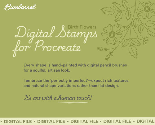 Birth Flowers Procreate Stamps: Hand-drawn Floral Designs