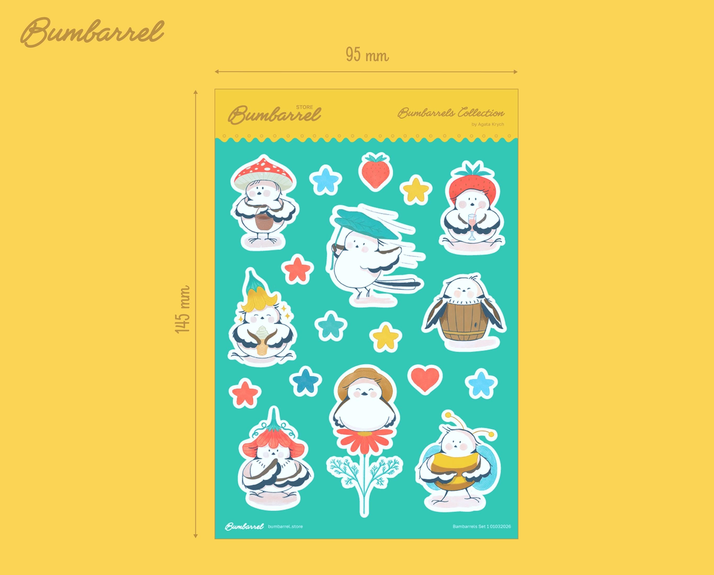 Bumbarrel Sticker Sheet - Vol. 1 - Cozy Bird Mascot Stickers