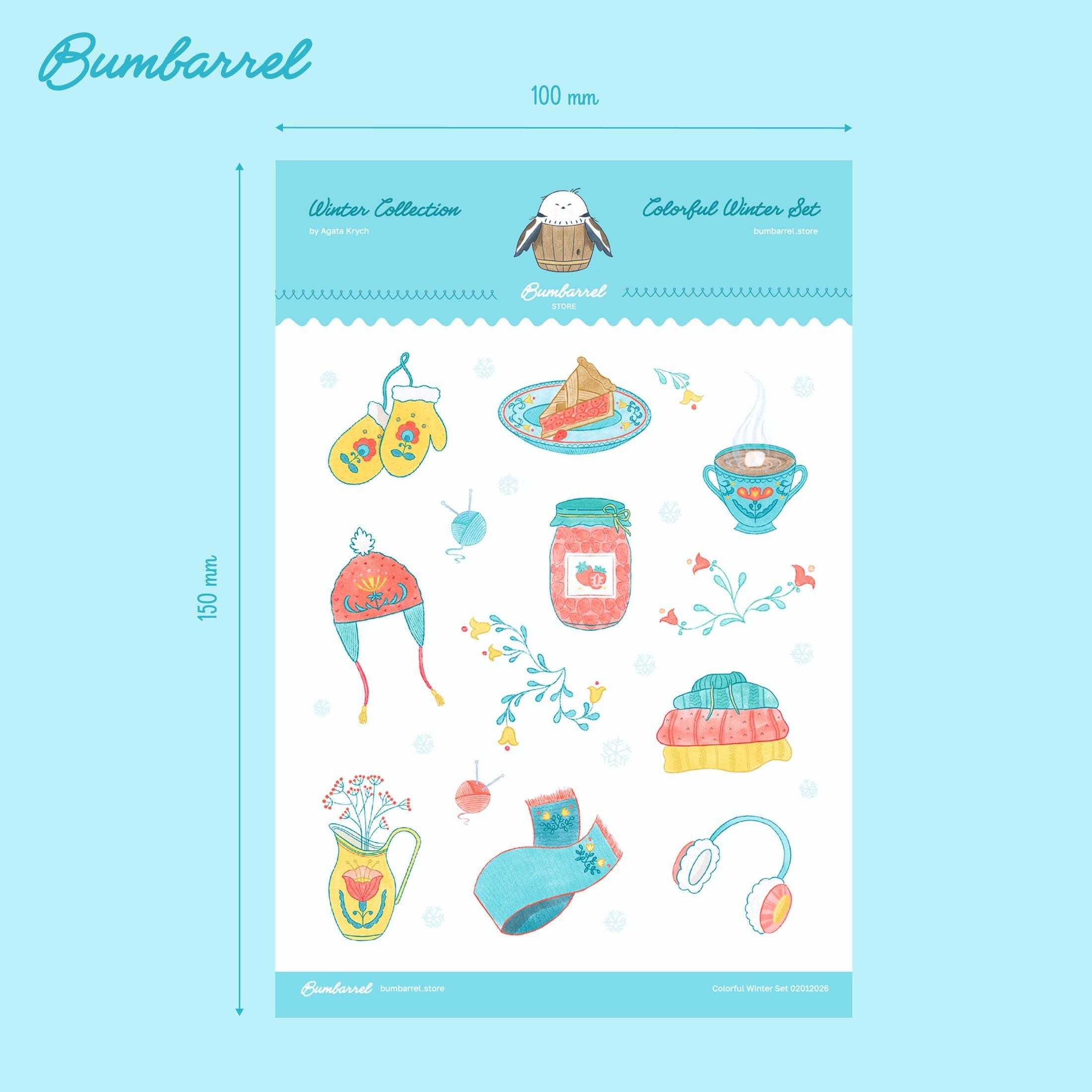 The Hand-drawn stickers sheets for hygge journaling