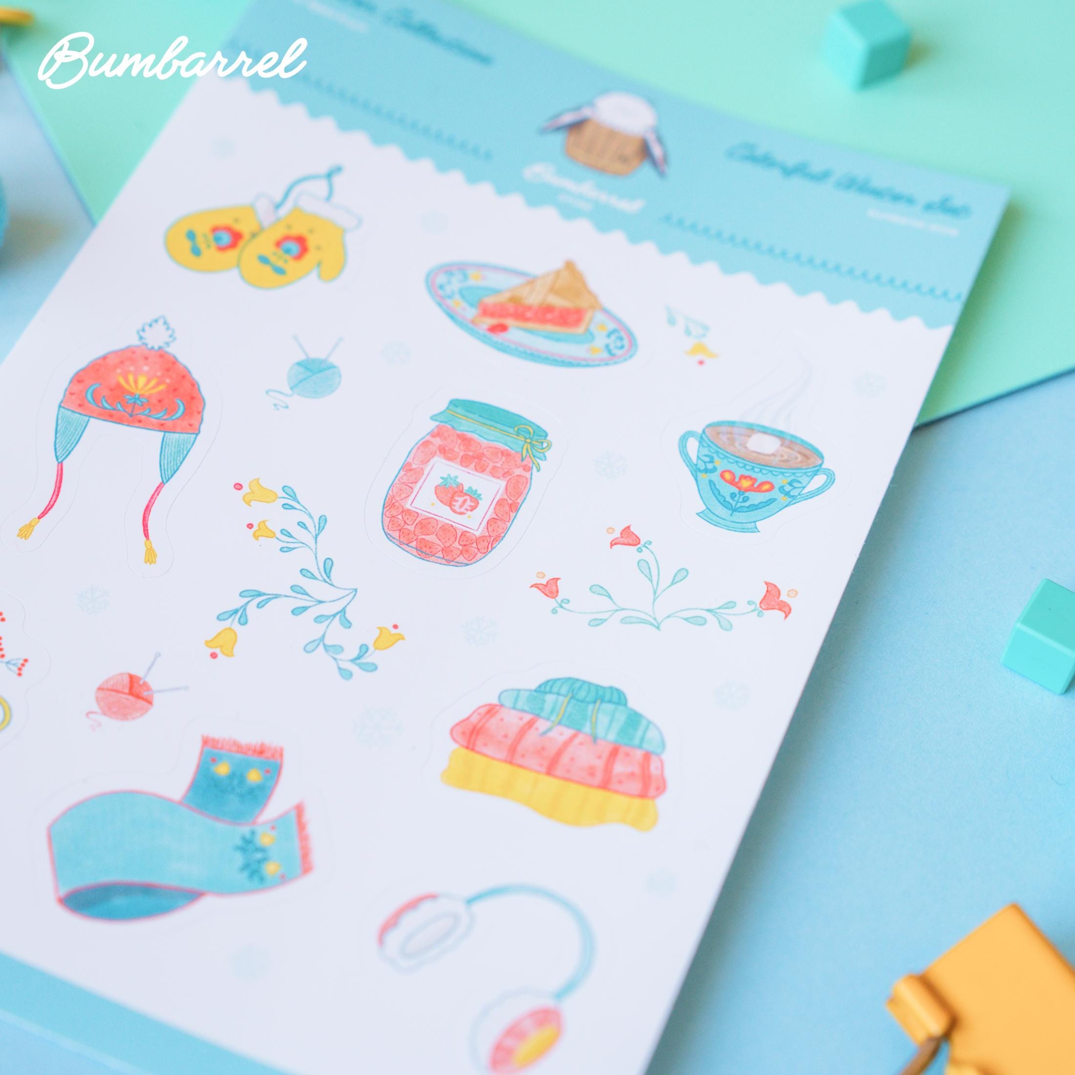 The Hand-drawn stickers sheets for hygge journaling