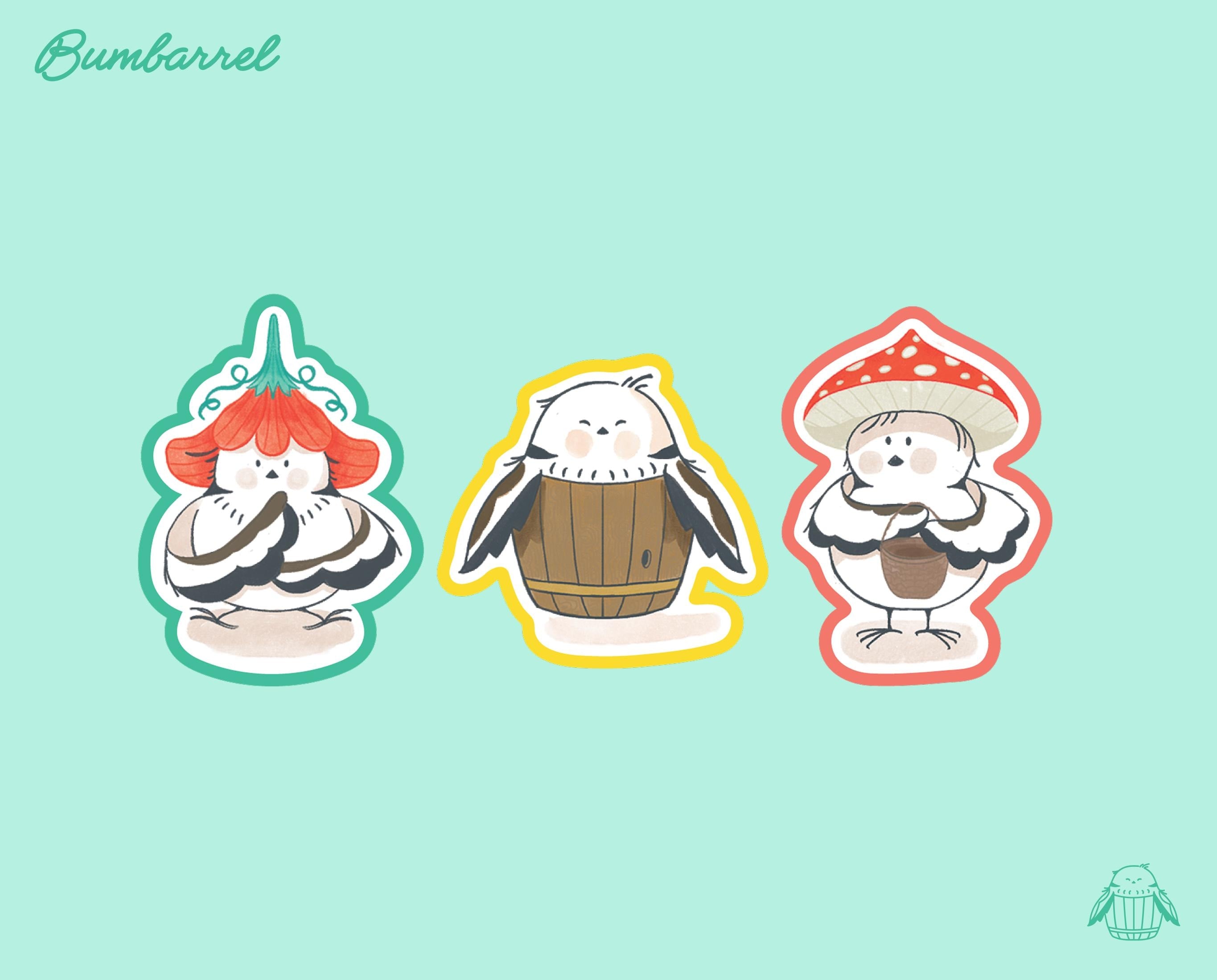 Three Bird Large Die-Cut Stickers Set